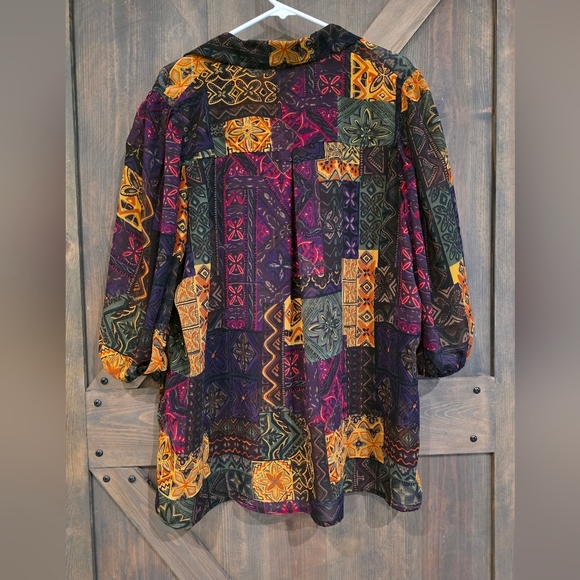 Vintage 80s Semi Sheer Exotic Blouse By Romans Size 18w - Picture 3 of 3